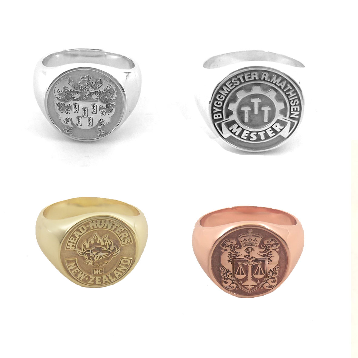 Embroidery Alphabet - Anillo superior redondo grabado personalizado de