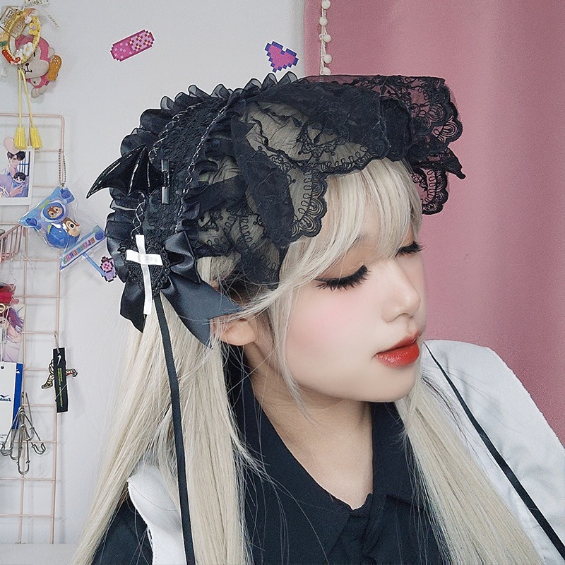 Embroidery Hoop - Diadema de encaje de sirvienta gótica