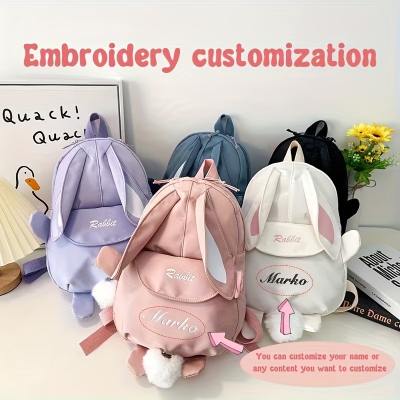 Embroidery Name Designs - Mochila personalizada con nombre, orejas de