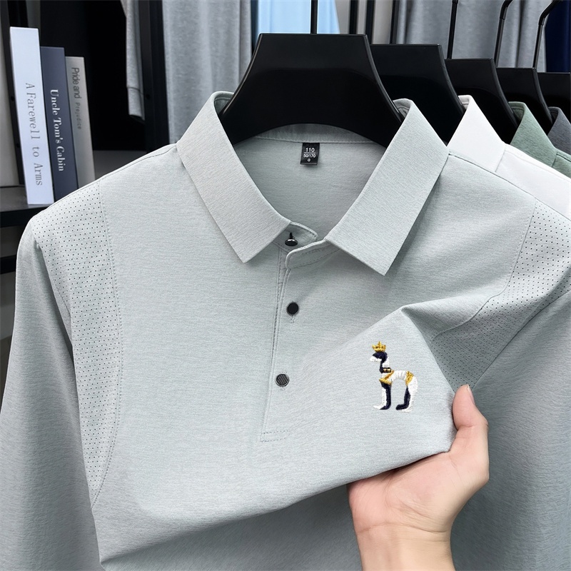 Embroidery Underlay - Polo de manga larga para hombre,