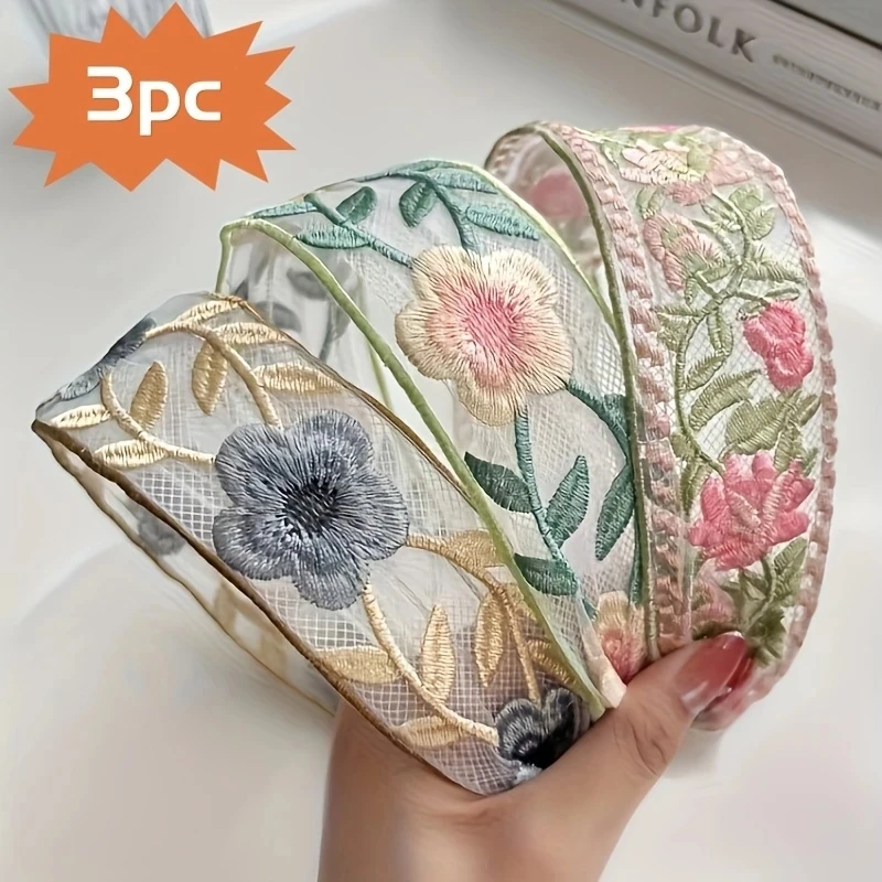 Embroidery Hoop - 1/3 diadema elegante de gasa con