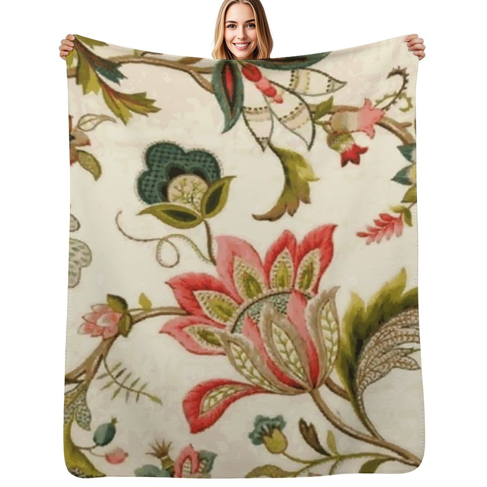 Embroidery Vector - Patrón de bordado floral estilo jacobino,