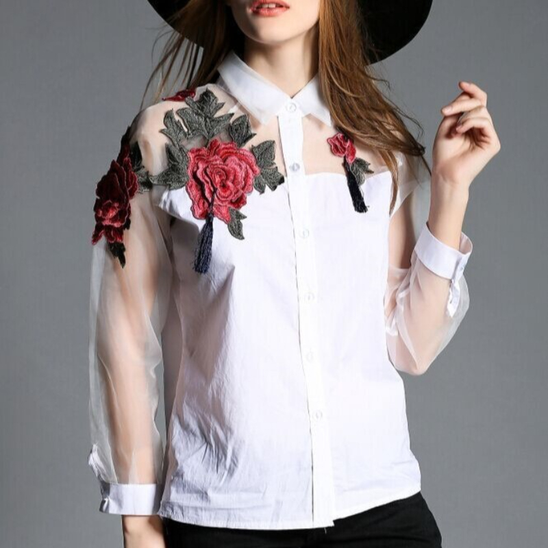 Blusa de gasa con bordado Flor - Embroidery Underlay reseña y precio